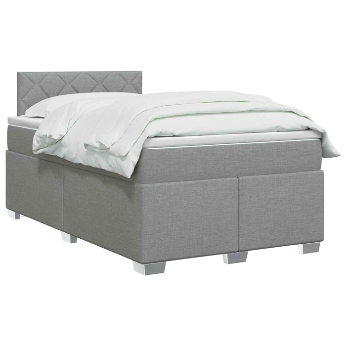 Pat box spring cu saltea și LED Gri deschis 120 x 200 cm WALTI