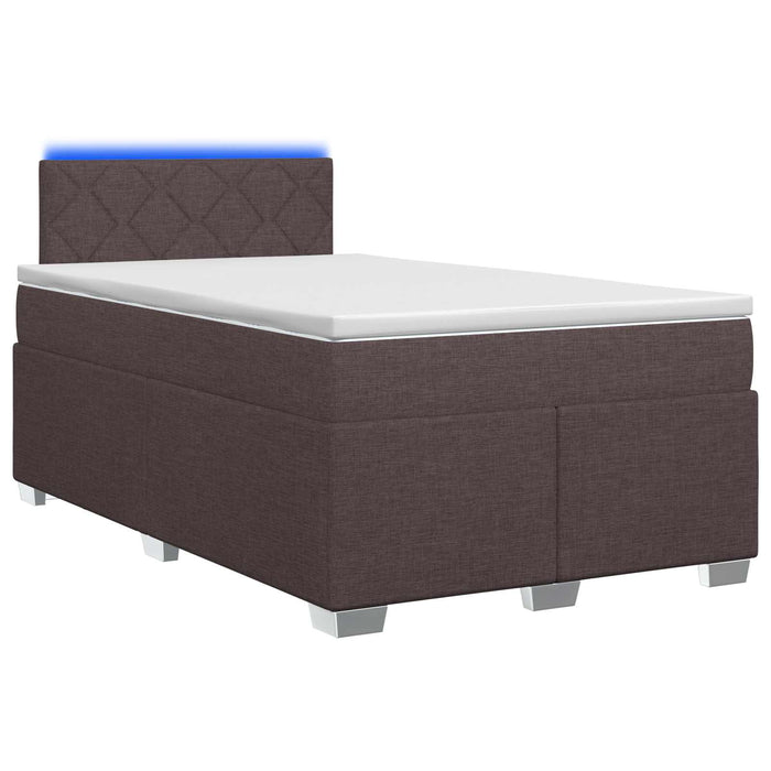 Pat box spring cu saltea și LED Maro închis 120 x 200 cm WALTI
