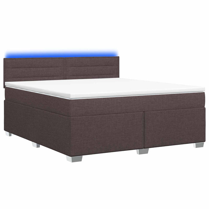 Pat box spring cu saltea și LED Maro închis 140 x 190 cm WALTI