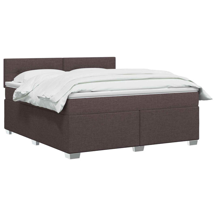 Pat box spring cu saltea și LED Maro închis 140 x 190 cm WALTI