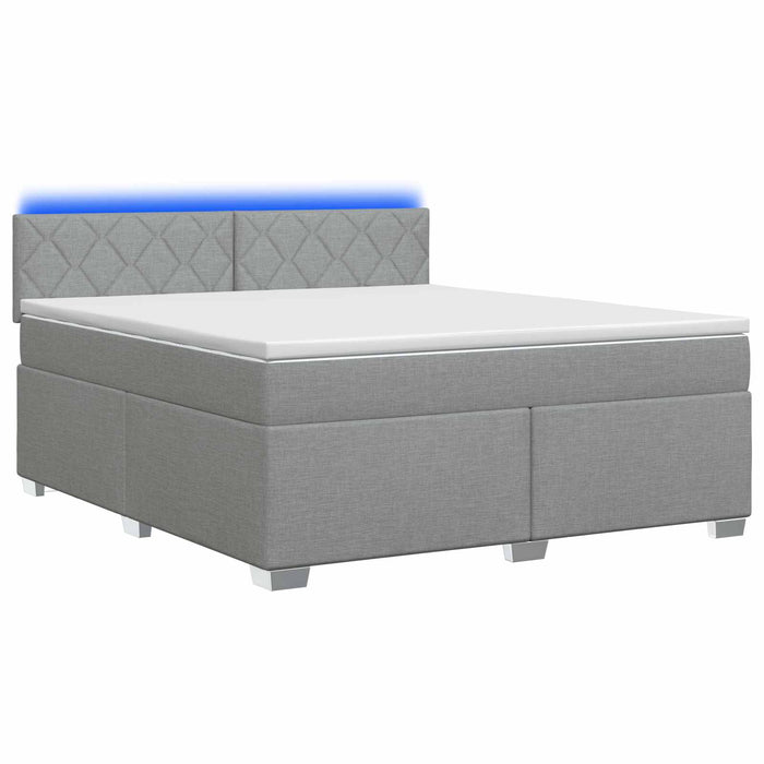 Pat box spring cu saltea și LED Gri deschis 140 x 200 cm - WALTI WALTI