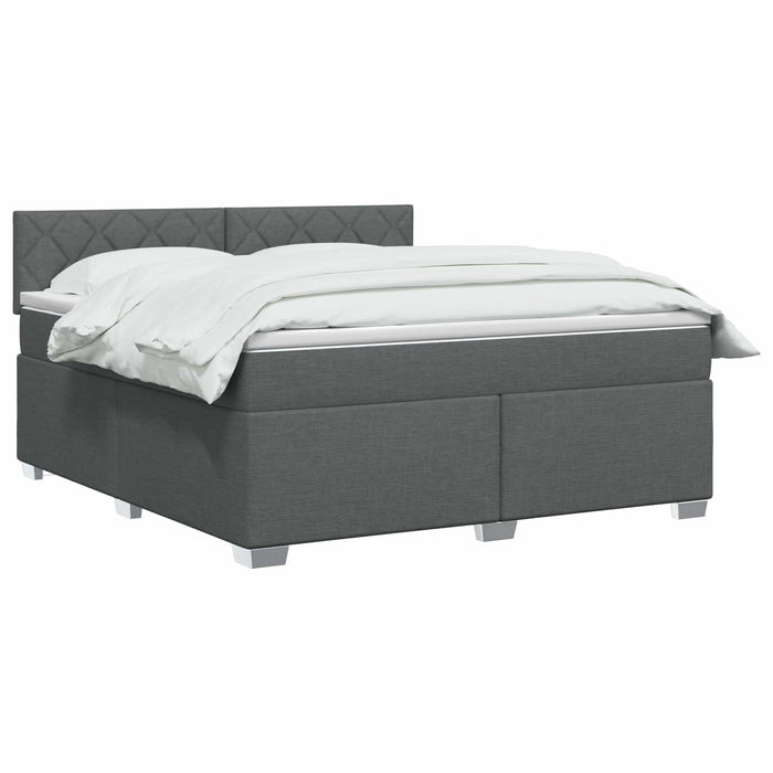 Pat box spring cu saltea și LED Gri închis 140 x 200 cm WALTI