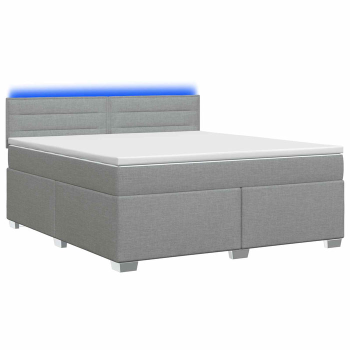 Pat box spring cu saltea și LED Gri deschis 160 x 200 cm WALTI