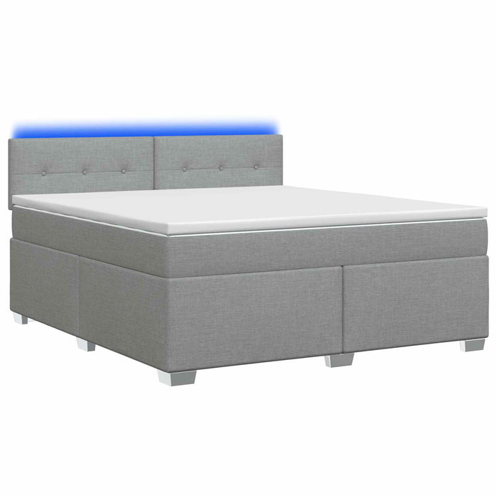 Pat box spring cu saltea și LED Gri deschis 160 x 200 cm WALTI
