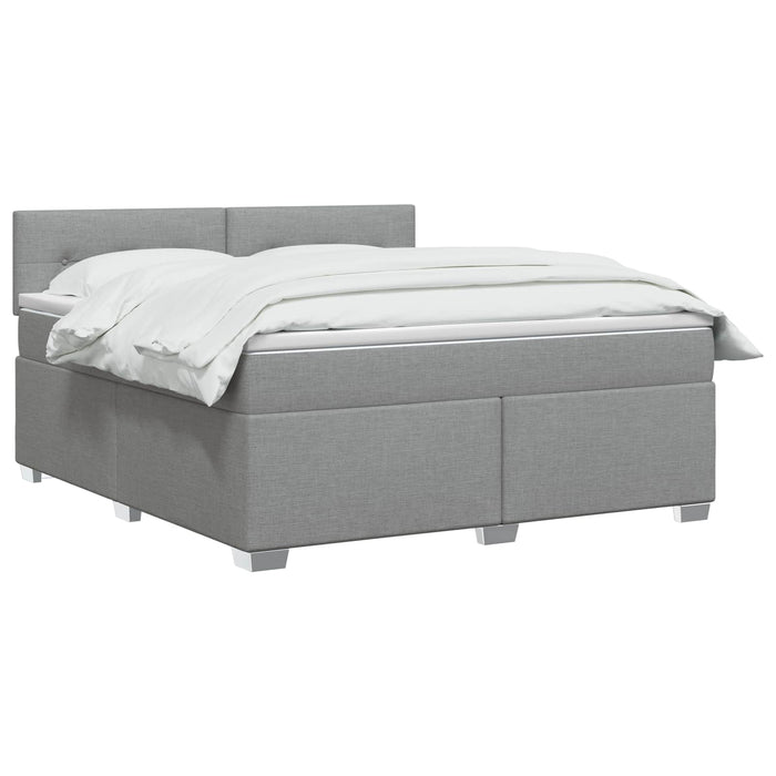 Pat box spring cu saltea și LED Gri deschis 160 x 200 cm WALTI