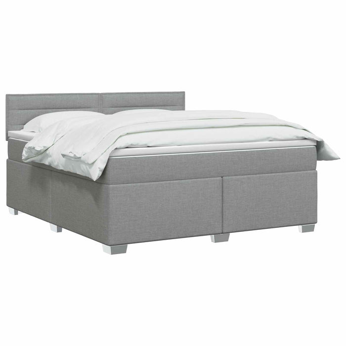 Pat box spring cu saltea și LED Gri deschis 180 x 200 cm WALTI