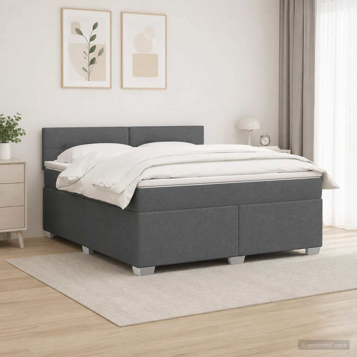Pat box spring cu saltea și LED Gri închis 180 x 200 cm WALTI