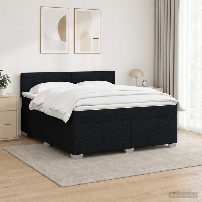 Pat box spring cu saltea și LED Negru 140 x 190 cm Țesătură - WALTI WALTI