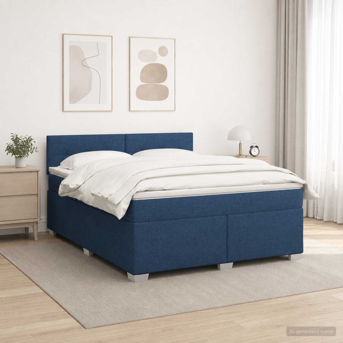 Pat box spring cu saltea și LED albastru 180 x 200 cm Țesătură - WALTI WALTI
