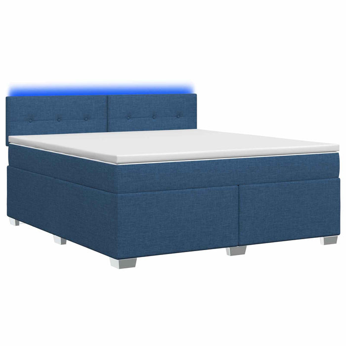 Pat box spring cu saltea și LED albastru 180 x 200 cm Țesătură - WALTI WALTI