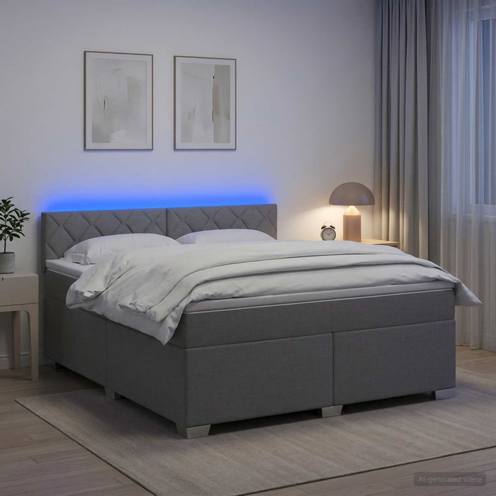 Pat box spring cu saltea și LED Gri deschis 160 x 200 cm - WALTI WALTI