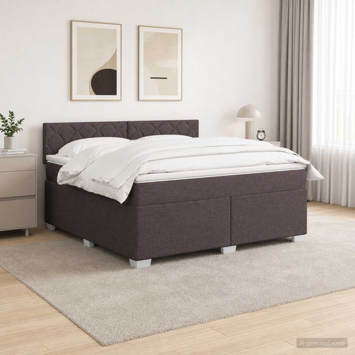 Pat box spring cu saltea și LED Maro închis 140 x 190 cm WALTI