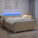 Pat box spring cu saltea și LED Crem 180 x 200 cm Țesătură - WALTI WALTI