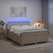 Pat box spring cu saltea și LED Crem 200 x 200 cm Țesătură - WALTI WALTI