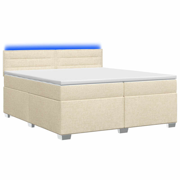 Pat box spring cu saltea și LED Crem 200 x 200 cm Țesătură - WALTI WALTI