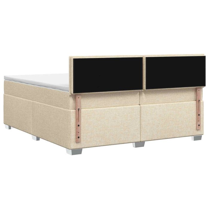 Pat box spring cu saltea și LED Crem 200 x 200 cm Țesătură - WALTI WALTI