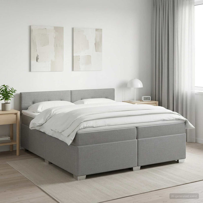 Pat box spring cu saltea și LED Gri deschis 200 x 200 cm - WALTI WALTI