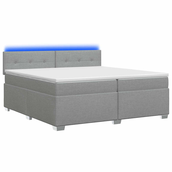 Pat box spring cu saltea și LED Gri deschis 200 x 200 cm - WALTI WALTI