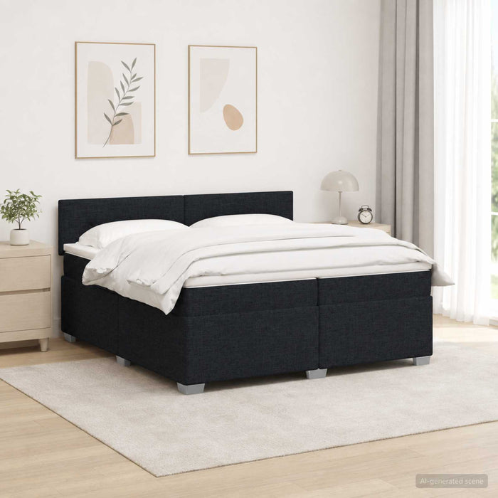 Pat box spring cu saltea și LED Negru 200 x 200 cm Țesătură - WALTI WALTI