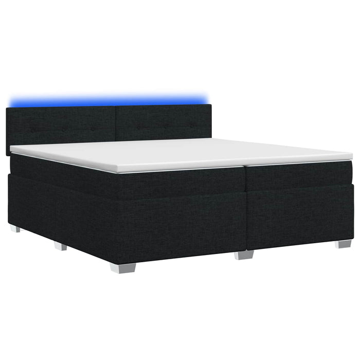 Pat box spring cu saltea și LED Negru 200 x 200 cm Țesătură - WALTI WALTI