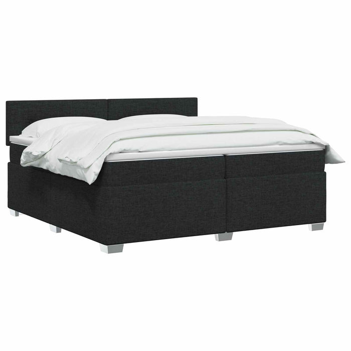Pat box spring cu saltea și LED Negru 200 x 200 cm Țesătură - WALTI WALTI
