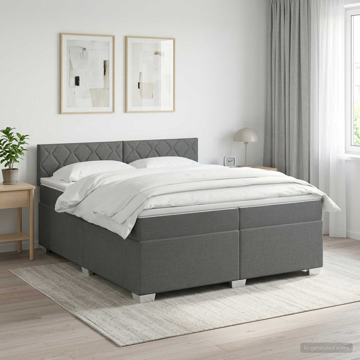 Pat box spring cu saltea și LED Gri închis 200 x 200 cm - WALTI WALTI