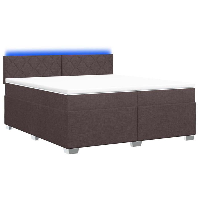 Pat box spring cu saltea și LED Maro închis 200 x 200 cm WALTI
