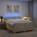 Pat box spring cu saltea și LED Crem 200 x 200 cm Țesătură - WALTI WALTI