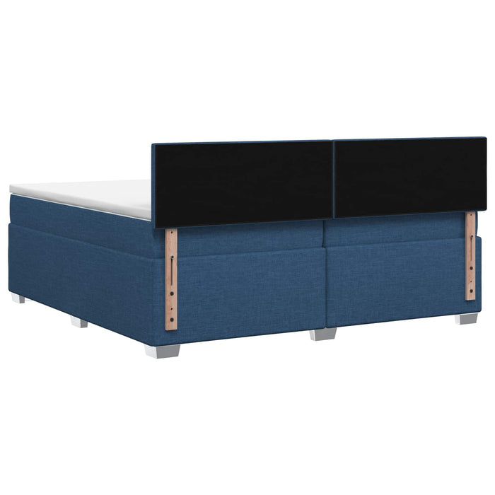 Pat box spring cu saltea și LED albastru 200 x 200 cm Țesătură WALTI