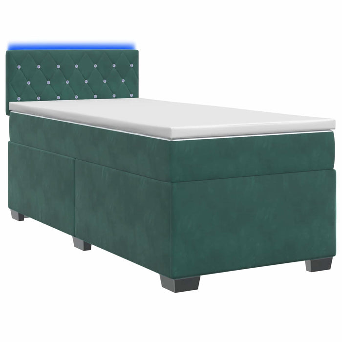Pat box spring cu saltea și LED Verde închis 80 x 200 cm WALTI