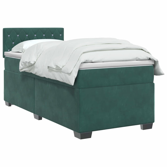 Pat box spring cu saltea și LED Verde închis 80 x 200 cm WALTI