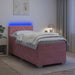 Pat box spring cu saltea și LED Roz 100 x 200 cm Catifea - WALTI WALTI