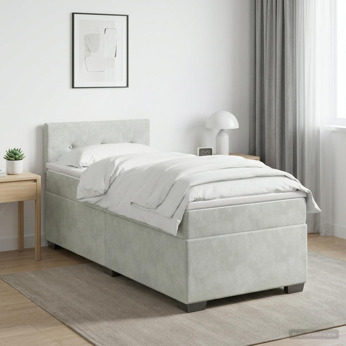 Pat box spring cu saltea și LED Gri deschis 80 x 200 cm Catifea - WALTI WALTI