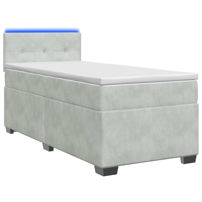 Pat box spring cu saltea și LED Gri deschis 80 x 200 cm Catifea - WALTI WALTI