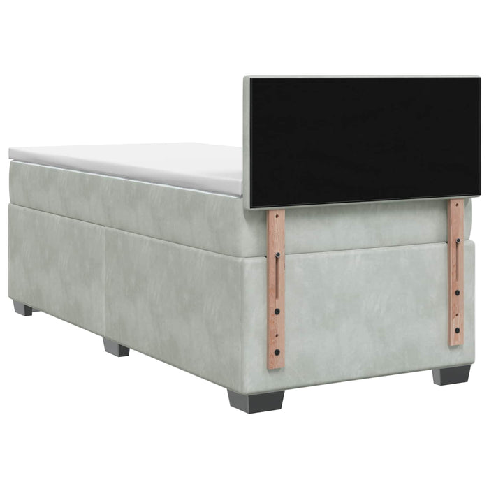 Pat box spring cu saltea și LED Gri deschis 80 x 200 cm Catifea - WALTI WALTI
