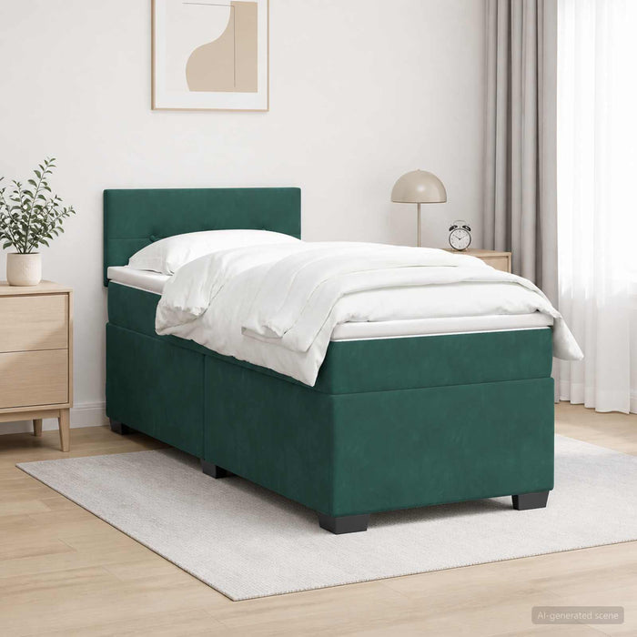 Pat box spring cu saltea și LED Verde închis 100 x 200 cm - WALTI WALTI