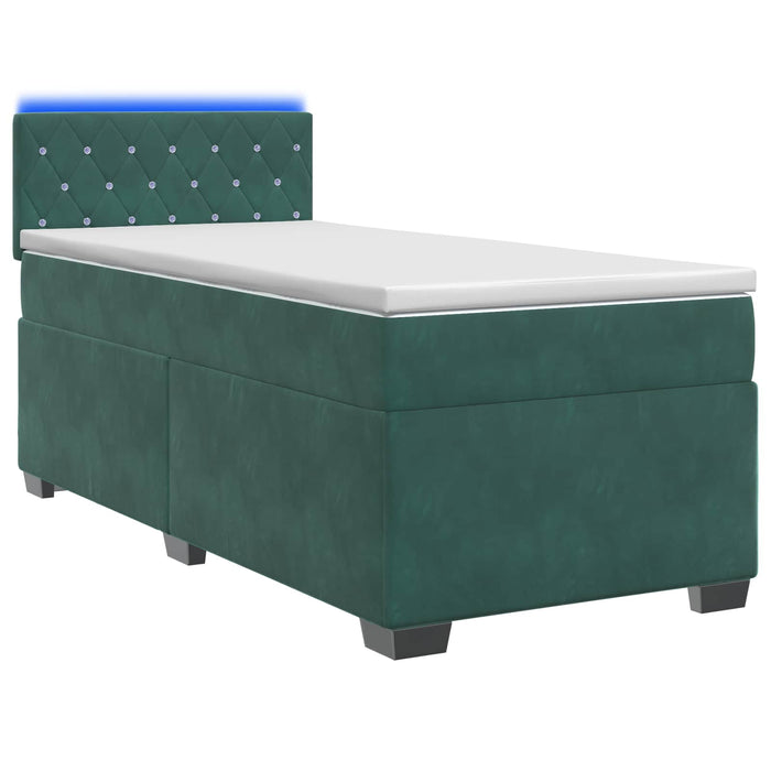 Pat box spring cu saltea și LED Verde închis 90 x 200 cm WALTI