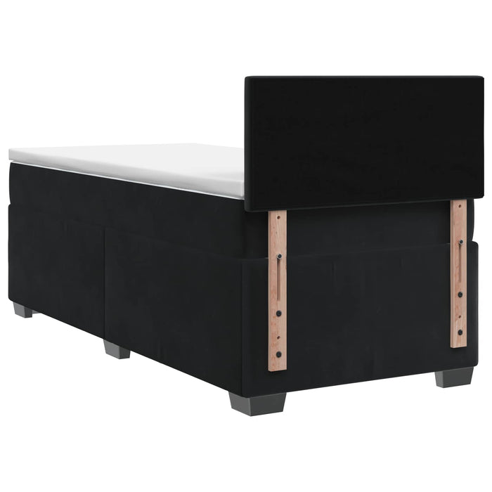 Pat box spring cu saltea și LED Negru 90 x 200 cm Catifea WALTI
