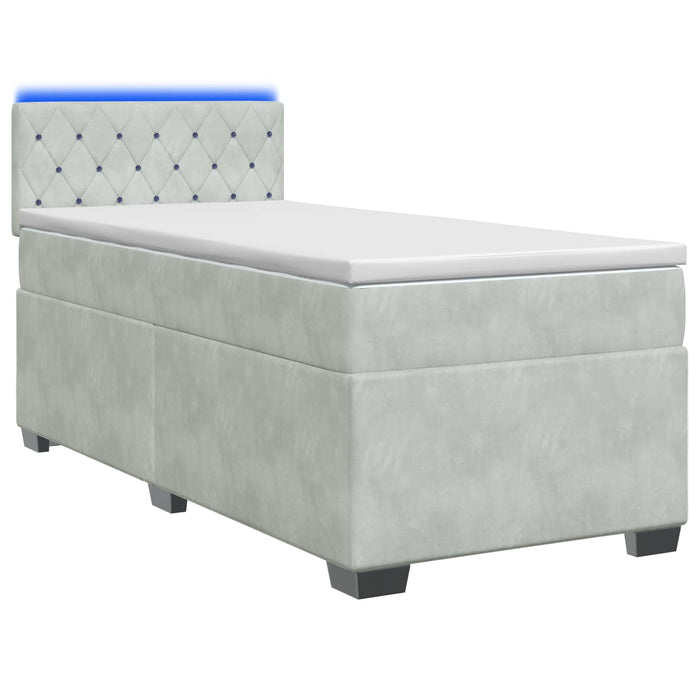 Pat box spring cu saltea și LED Gri deschis 100 x 200 cm WALTI