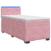 Pat box spring cu saltea și LED Roz 100 x 200 cm Catifea - WALTI WALTI