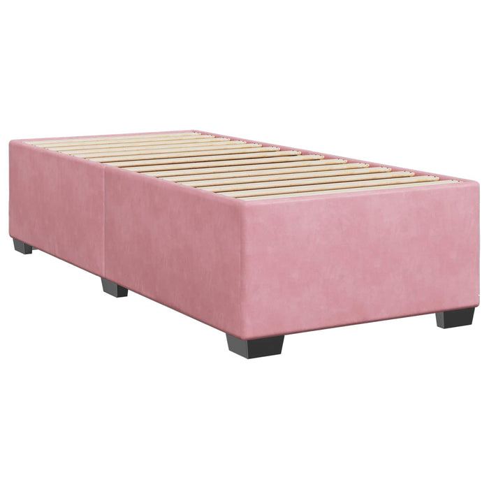Pat box spring cu saltea și LED Roz 100 x 200 cm Catifea WALTI