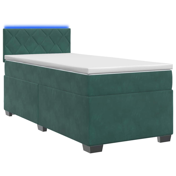 Pat box spring cu saltea și LED Verde închis 100 x 200 cm WALTI