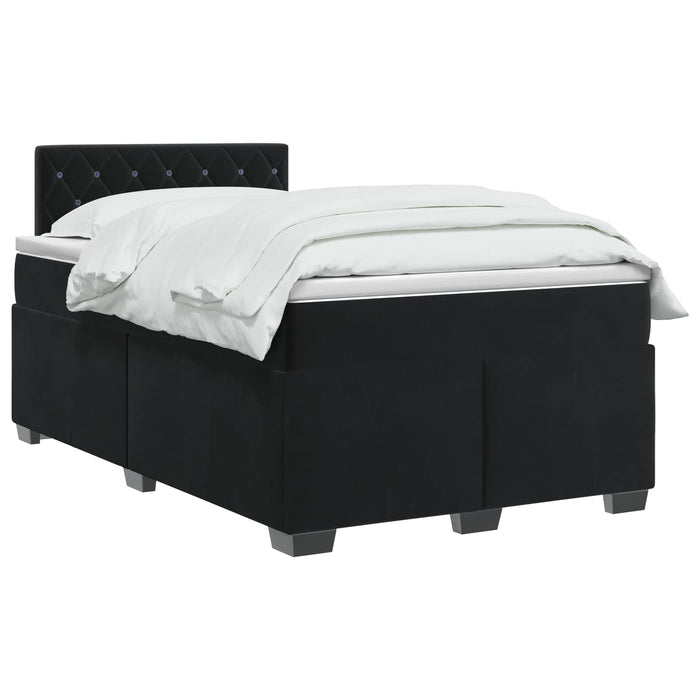 Pat box spring cu saltea și LED Negru 120 x 190 cm Catifea - WALTI WALTI