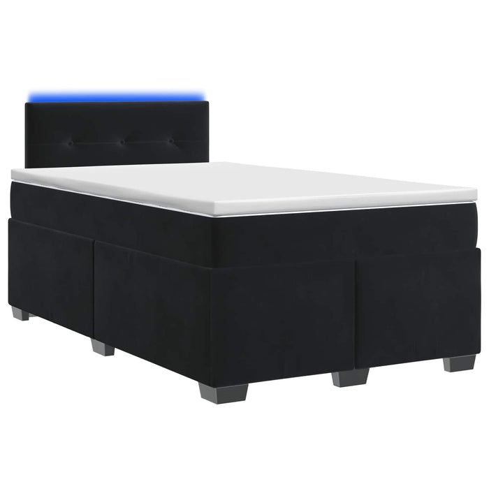 Pat box spring cu saltea și LED Negru 120 x 190 cm Catifea - WALTI WALTI