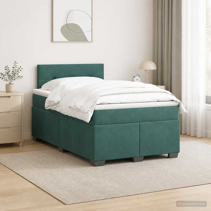 Pat box spring cu saltea și LED Verde închis 120 x 190 cm WALTI