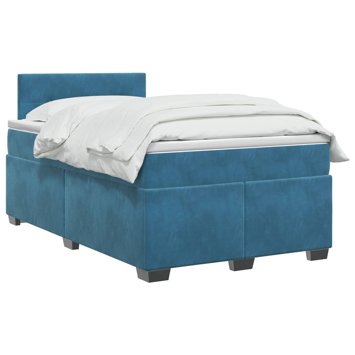 Pat box spring cu saltea și LED albastru 120 x 190 cm Catifea WALTI