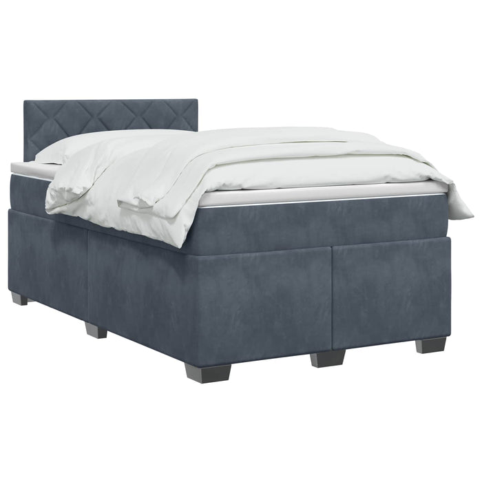 Pat box spring cu saltea și LED Gri închis 120 x 190 cm Catifea WALTI