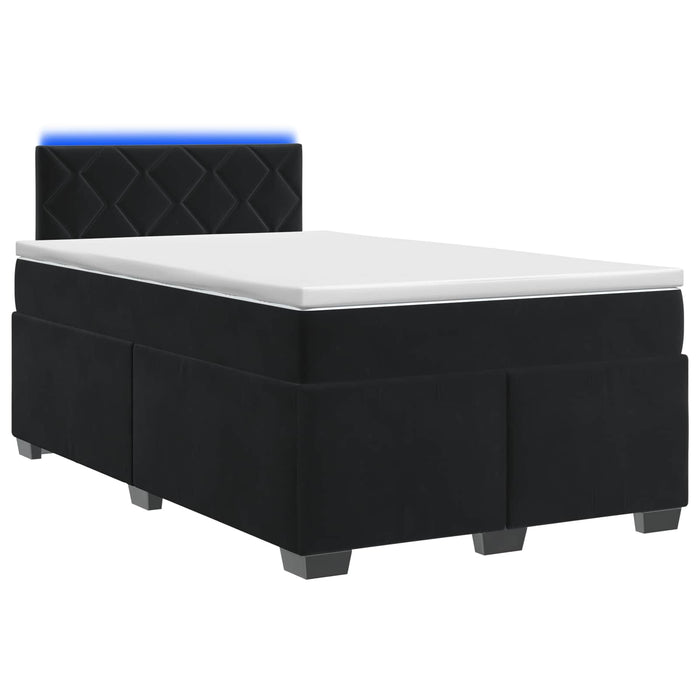 Pat box spring cu saltea și LED Negru 120 x 190 cm Catifea WALTI