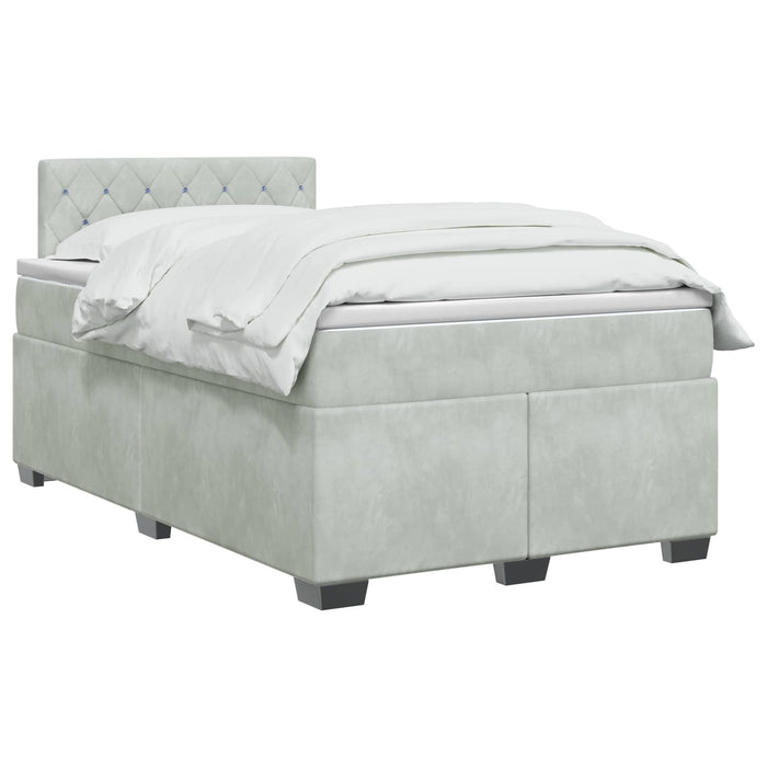 Pat box spring cu saltea și LED Gri deschis 120 x 200 cm WALTI