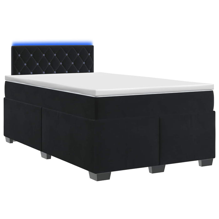 Pat box spring cu saltea și LED Negru 120 x 200 cm Catifea WALTI